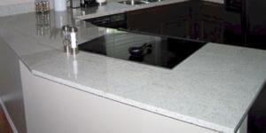 Kashmire White 108x25 inch prefabricated granite countertop.