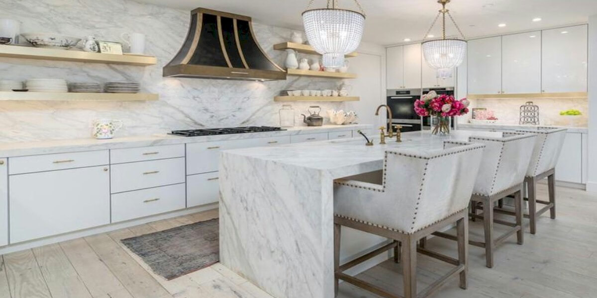 Custom quartz kitchen countertop installed in Los Angeles home