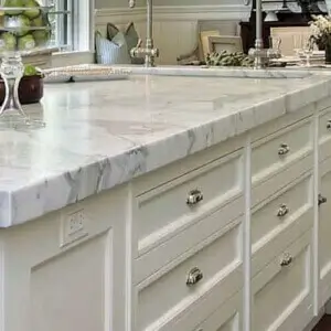 Polished marble slab – luxurious natural stone for countertops, vanities, and feature walls