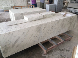 White Mout 108x25 inch prefabricated granite countertop.