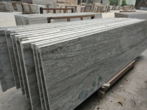 White Movements 108x25 inch prefabricated granite countertop.