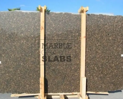 Baltic Brown Granite Slab – dark brown granite with circular mineral patterns