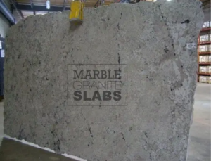 Bianco Romano Granite Slab – creamy white granite with soft gray and taupe flecks