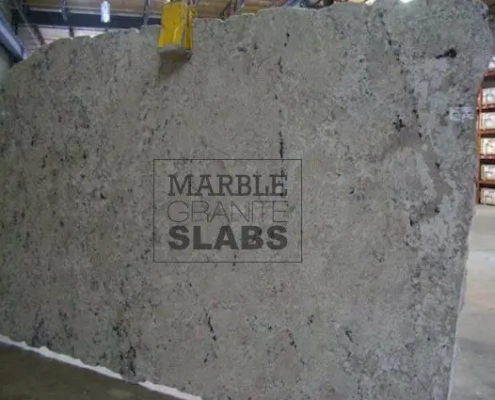 Bianco Romano Granite Slab – creamy white granite with soft gray and taupe flecks