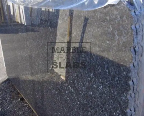 Shimmering blue granite with silver and gray crystals