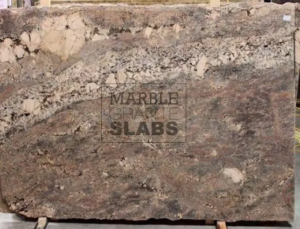 Crema Bordeaux Granite Slab – burgundy granite with flowing cream and gold veins