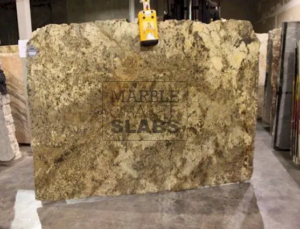Golden Beaches Granite Slab – sandy golden granite with flowing veining
