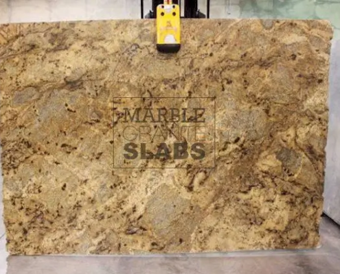Lapidus Granite Slab – golden granite with swirling black and brown veins