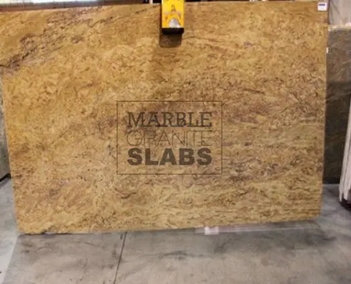 Madura Gold Granite Slab – warm golden granite with black and gray accents
