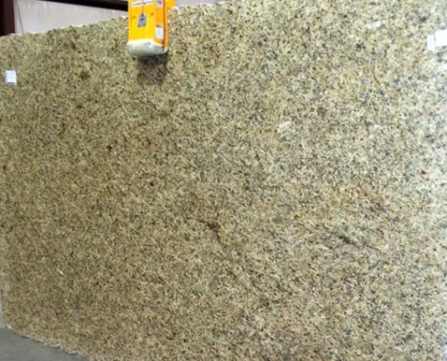 New Venetian Gold Granite Slab – golden granite with dark brown and gray specks