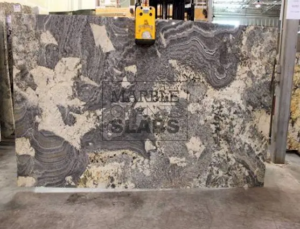 Persa Blue Granite Slab – blue granite with white and gray flowing veins