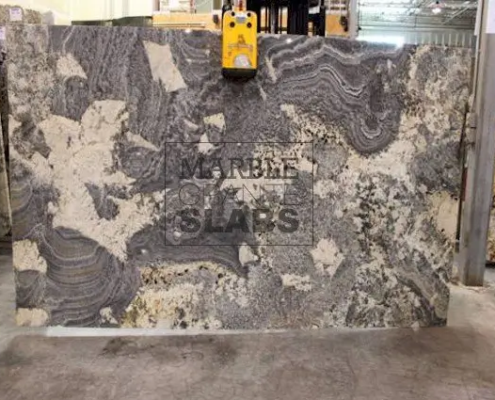 Persa Blue Granite Slab – blue granite with white and gray flowing veins