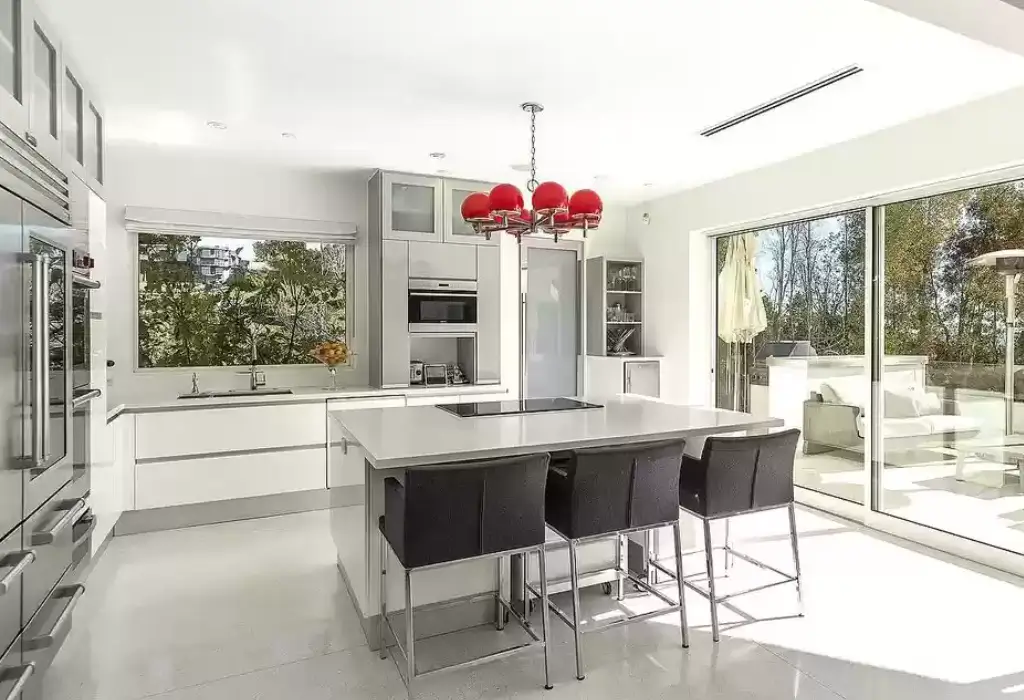 Custom quartz kitchen countertops installed in Los Angeles home