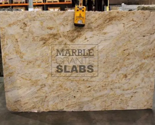 River Gold Granite Slab – golden granite with sweeping dark veins