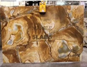 Stonewood Granite Slab – wood-like granite with brown and gold streaks