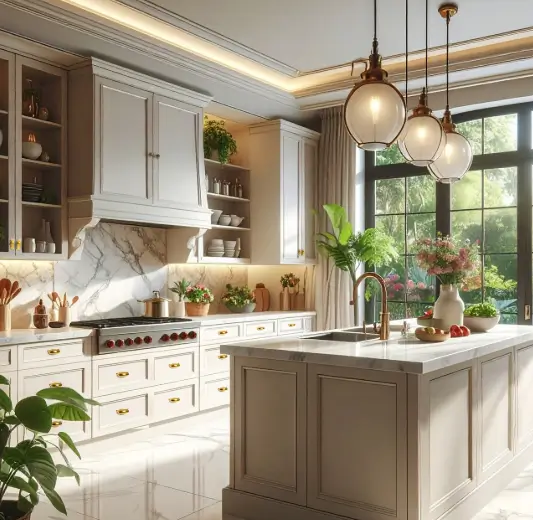 White quartz countertop kitchen installation Los Angeles
