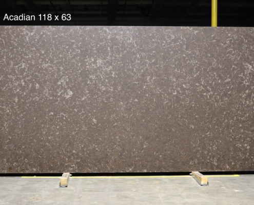 118 x 63 slab. Warm brown quartz with soft movement for rich, modern kitchens and bold accent spaces.
