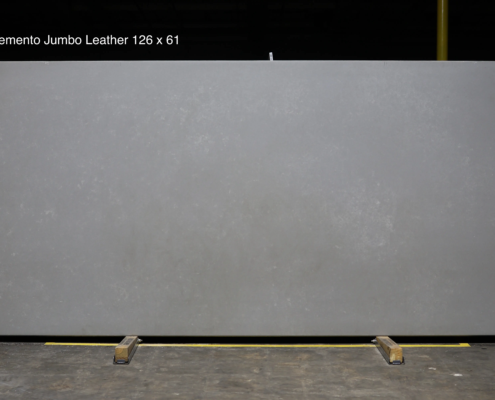 126 x 61 slab. Concrete-look gray quartz with a leathered style appearance for a modern industrial vibe.