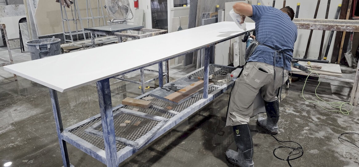 Integrated sink countertop fabrication Los Angeles