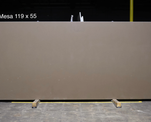 119 x 55 slab. Warm taupe solid quartz for earthy modern kitchens, bathroom vanities, and seamless contemporary spaces.