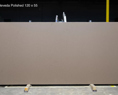 120 x 55 slab. Warm beige quartz with a polished finish for soft neutral spaces and timeless countertop designs.