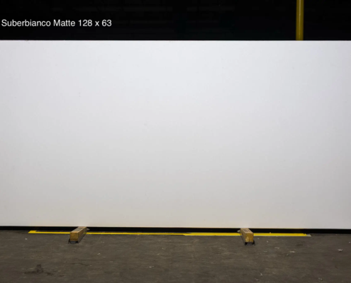 128 x 63 slab. Clean matte white quartz for minimalist kitchens, modern bathrooms, and soft contemporary interiors.
