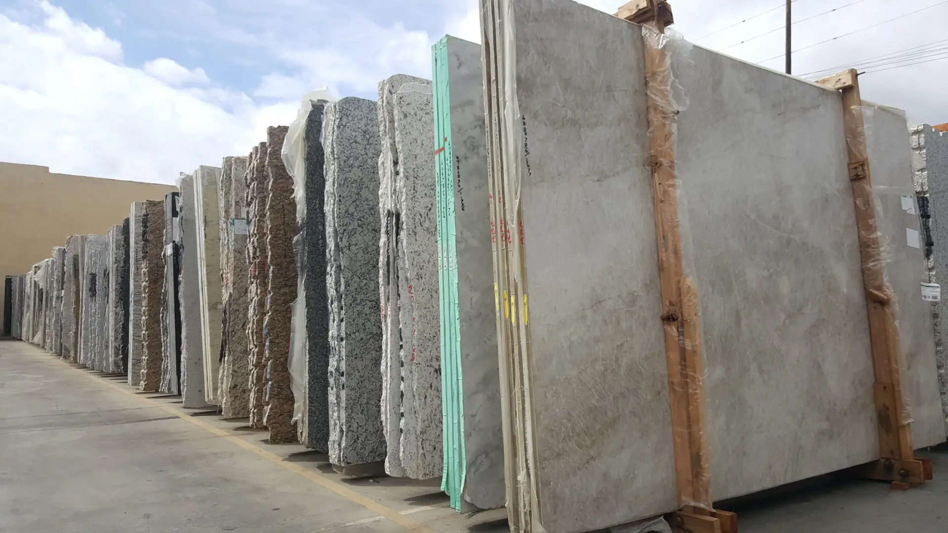 Marble, granite and quartzite slab yard at LA Countertop in North Hollywood, Los Angeles